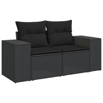 5-delige Loungeset met kussens poly rattan zwart 5-delige Loungeset met kussens poly rattan zwart