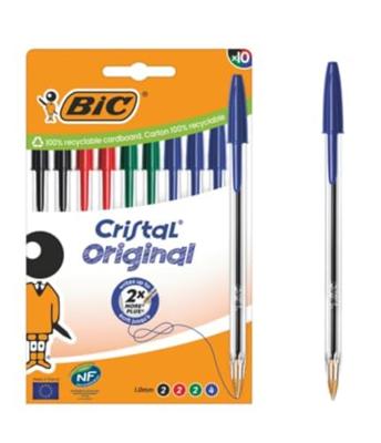 Set Balpennen Bic Cristal Blauw Zwart Rood Groen (10 Stuks) Set Balpennen Bic Cristal Blauw Zwart Rood Groen (10 Stuks)