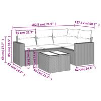 5-delige Loungeset met kussens poly rattan bruin - thumbnail