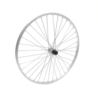 Achterwiel 28x1 5/8x1 3/8 aluminium velg, zilver. Uitval cassette naaf, 7 speed, spaak 13 - thumbnail
