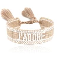 Deja J'adore Macramé Armband - Beige/Wit - thumbnail