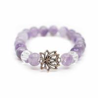 Edelsteen Armband Amethist/ Bergkristal met Lotus - thumbnail