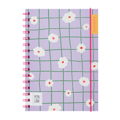 Pepa Lani Notitieboek A5 Flower Purple Checkers Daffodil