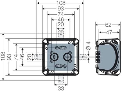 Hensel 62000098 Verdeeldoos Halogeenvrij, Verzegelbaar, Weerbestendig (l x b) 93 mm x 93 mm 1 stuk(s)