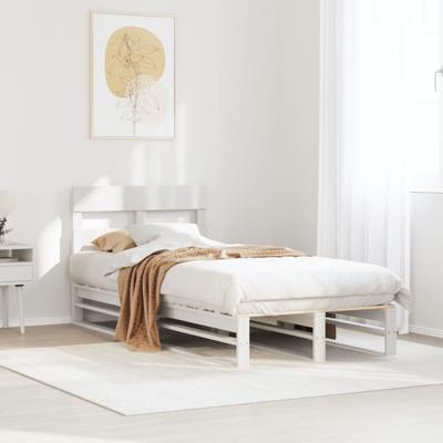 Bedframe zonder matras massief grenenhout wit 135x190 cm