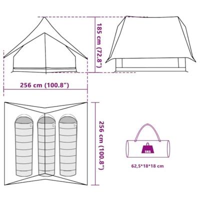 Tenten met dak Grijs en oranje 256 x 266 x 185 cm Polyester