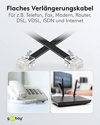 Goobay Telefoon (analoog) Kabel [1x RJ12-stekker - 1x RJ12-stekker] 10.00 m Zwart