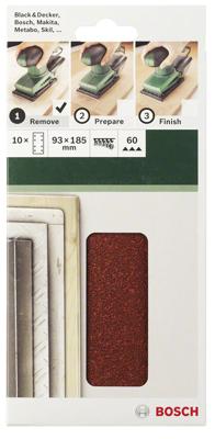 Bosch Accessories 2609256A80 Oscillerend schuurpapier Met klittenband, Geperforeerd Korrelgrootte (num) 40 (l x b) 185 mm x 93 mm 10 stuk(s)