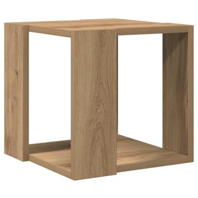 Salontafel artisanaal eikenkleurig 32 x 32 x 30 cm Bewerkt hout