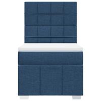Boxspring met matras stof blauw 90x200 cm - thumbnail