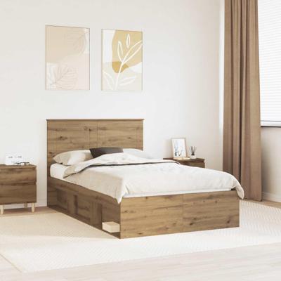 Bedframe Ambachtelijk eiken 135 x 190 cm Massief grenenhout