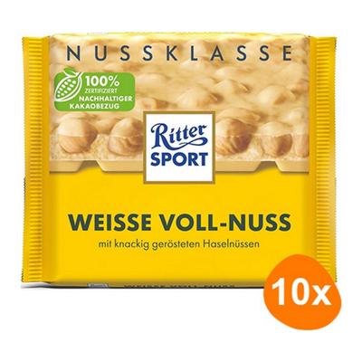 Ritter Sport - Wit Hele Hazelnoot - 10x 100g