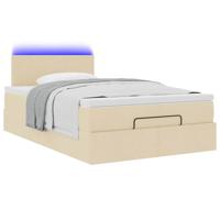 Ottoman bed met matras en LED's 100x200 cm stof crèmekleurig - thumbnail