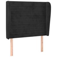 Hoofdbord met randen 83x23x118/128 cm fluweel zwart - thumbnail