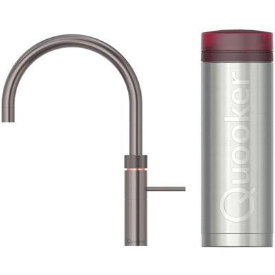 Quooker Fusion Round Keukenkraan Set - Kokend Warm- en Koud Water - Gunmetal - Inclusief PRO3 Reservoir