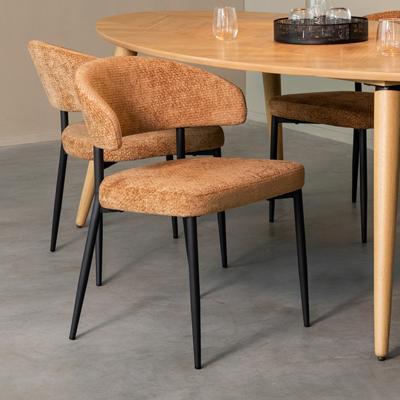 LABEL51 Eetkamerstoel Bliss - Cognac - Elite - Zwart Metalen Frame