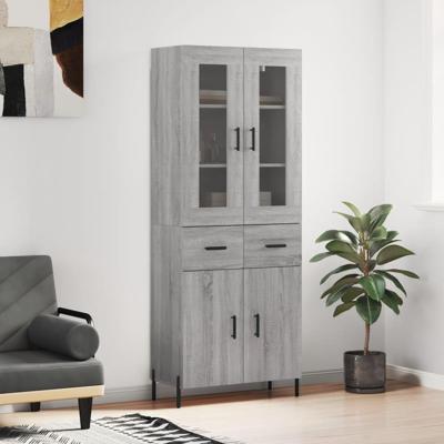 Hoge kast 69,5x34x180 cm bewerkt hout grijs sonoma eikenkleurig