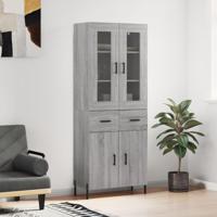 Hoge kast 69,5x34x180 cm bewerkt hout grijs sonoma eikenkleurig - thumbnail