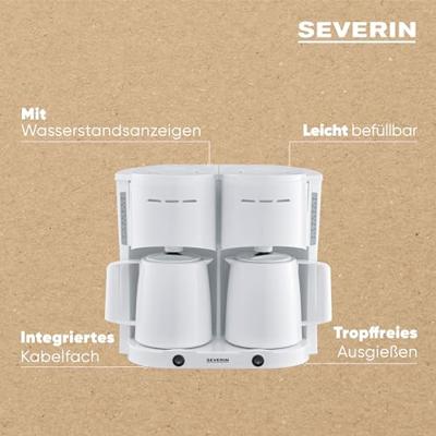 Severin KA 9314 Koffiezetapparaat Wit Capaciteit koppen: 16 Met thermoskan
