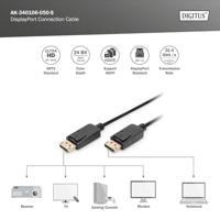 Digitus AK-340106-050-S DisplayPort-kabel DisplayPort Aansluitkabel DisplayPort-stekker, DisplayPort-stekker 5.00 m Zwart Vergulde steekcontacten, Afgeschermd - thumbnail