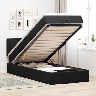 Ottoman bed met matras 90x190cm fluweel zwart