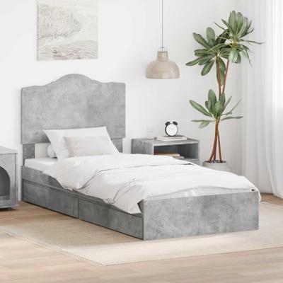 Bedframe met lade Beton Grijs 90 x 190 cm Bewerkt hout