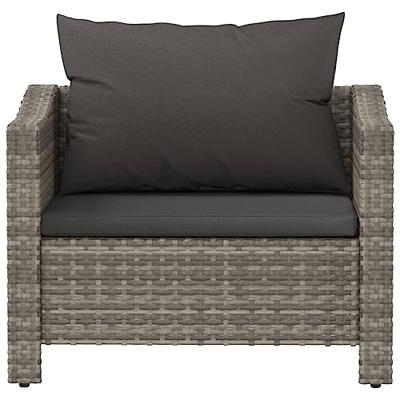 Tuinstoel met kussens poly rattan grijs