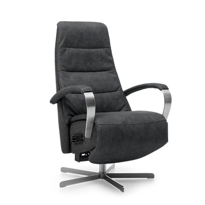 Relaxstoel C-100 Zwart Stof en Leer