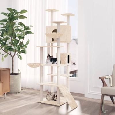 VidaXL Kattenmeubel met sisal krabpalen 191 cm crèmekleurig