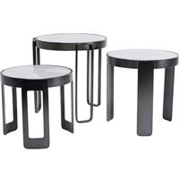 Kare Design Perelli Black Bijzettafel - Set Van 3 - Glas En Metaal - thumbnail