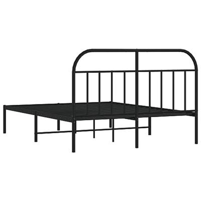 Bedframe met hoofdbord metaal zwart 140x190 cm