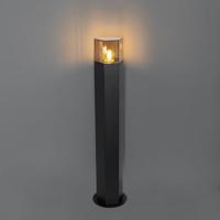 QAZQA Staande buitenlamp zwart met smoke kap zeshoek 70 cm - Denmark - thumbnail