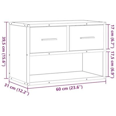 Tv-meubel 60x31x39,5 cm bewerkt hout metaal gerookt eikenkleur