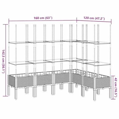 Plantenbak met latwerk 160x120x142,5 cm polypropeen bruin Plantenbak met latwerk 160x120x142,5 cm polypropeen bruin