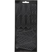Creativ Company Stickers, stropdassen, vel 10x23 cm, zwart, 1 vel - thumbnail