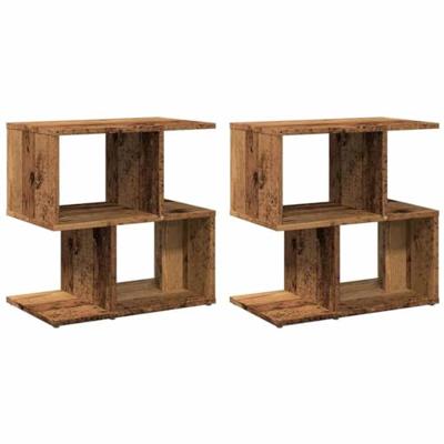 Nachtkastjes 2 st 50x30x51,5 cm bewerkt hout oud houtkleurig