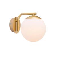 Melkglas Wandlamp Nordlux &apos;Grant&apos; messing E14 fitting - thumbnail