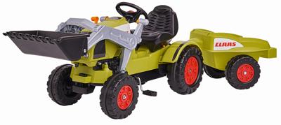 BIG CLAAS CELTIS Tractor met laadschep en trailer kindervoertuig BIG CLAAS CELTIS Tractor met laadschep en trailer kindervoertuig
