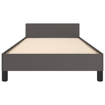 Bedframe met hoofdbord kunstleer grijs 90x200 cm