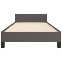Bedframe met hoofdbord kunstleer grijs 90x200 cm - thumbnail