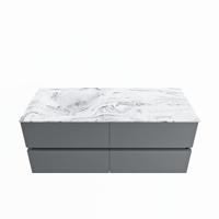 MONDIAZ VICA-DLUX 120cm badmeubel onderkast Plata 4 lades. Inbouw wastafel CLOUD links 1 kraangat, kleur Glace. - thumbnail
