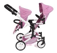 Tweeling Poppenwagen Linus Duo - Pink Jeans - thumbnail
