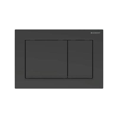 Drukplaat Geberit Omega 30 voor 2-toets Spoeling met Zwarte Designstroken Mat Zwart