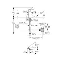 GROHE Bau Flow waterbesparende wastafelkraan S-size met waste chroom 23751000 - thumbnail
