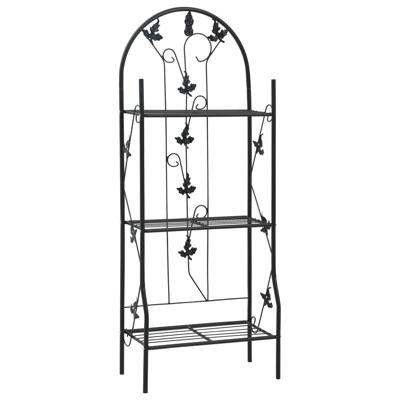 VidaXL Plantenrek 3-laags 52x28x128 cm ijzer zwart