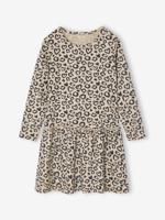 Meisjesjurk met print beige (poederkleur) - thumbnail