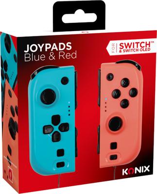 Joypads - Nintendo Switch en Switch OLED - KONIX - 8 uur batterijduur - Trilfunctie - Blauw en rood