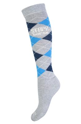 STAPP Horse Paardrijsokken Ruit Grijs / Marine / Blauw-39/42