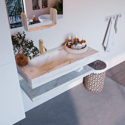 MONDIAZ ALAN-DLUX 100cm planchet Frappe. Vrijhangende wastafel CLOUD links 1 kraangat, kleur Frappe. MONDIAZ ALAN-DLUX 100cm planchet Frappe. Vrijhangende wastafel CLOUD links 1 kraangat, kleur Frappe.