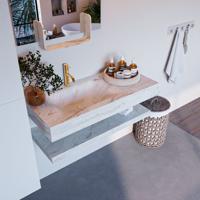 MONDIAZ ALAN-DLUX 100cm planchet Frappe. Vrijhangende wastafel CLOUD links 1 kraangat, kleur Frappe. - thumbnail